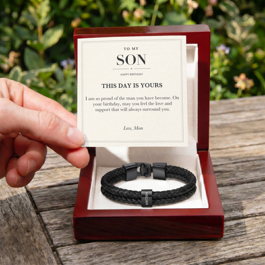To My Son Birthday Personalized Name Bracelet - This Day Is Yours