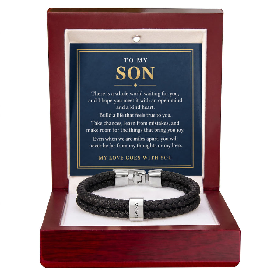 To My Son Personalized Name Bracelet - My Love Goes With You