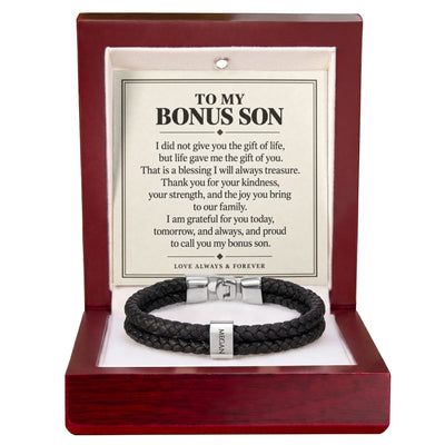 Load image into Gallery viewer, To My Bonus Son Personalized Name Bracelet - Life Gave Me the Gift of You
