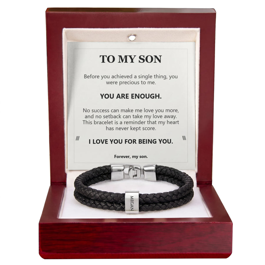 To My Son, You Are Enough - Personalized Name Bracelet