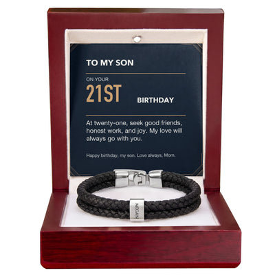 Load image into Gallery viewer, To My Son 21st Birthday Men&amp;#39;s Personalized Name Bracelet from Mom
