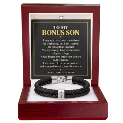 Load image into Gallery viewer, To My Bonus Son Personalized Name Bracelet - Proud to Call You Family
