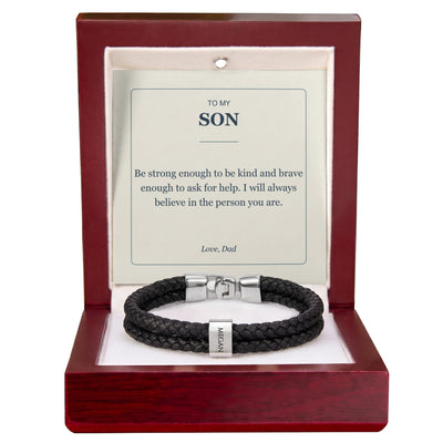 Load image into Gallery viewer, To My Son, Strong Enough to Be Kind - Personalized Name Bracelet
