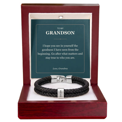 Load image into Gallery viewer, To My Grandson, Stay True to Yourself - Personalized Name Bracelet
