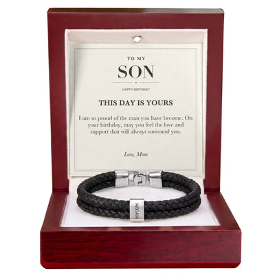 Load image into Gallery viewer, To My Son Birthday Personalized Name Bracelet - This Day Is Yours
