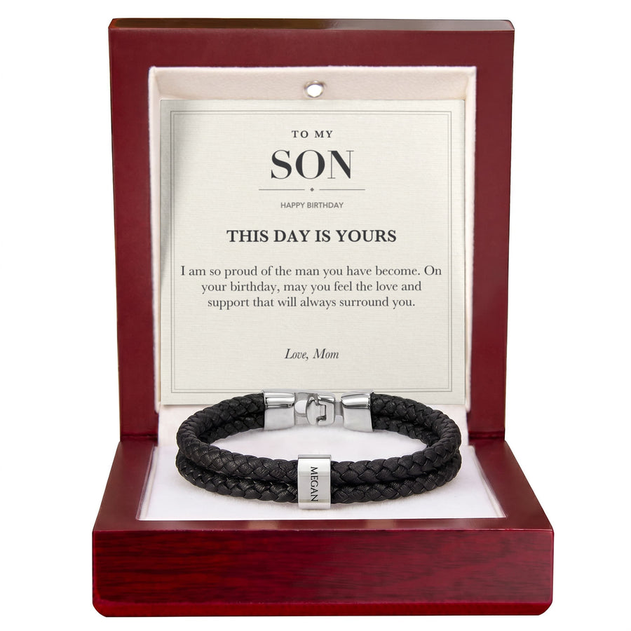 To My Son Birthday Personalized Name Bracelet - This Day Is Yours