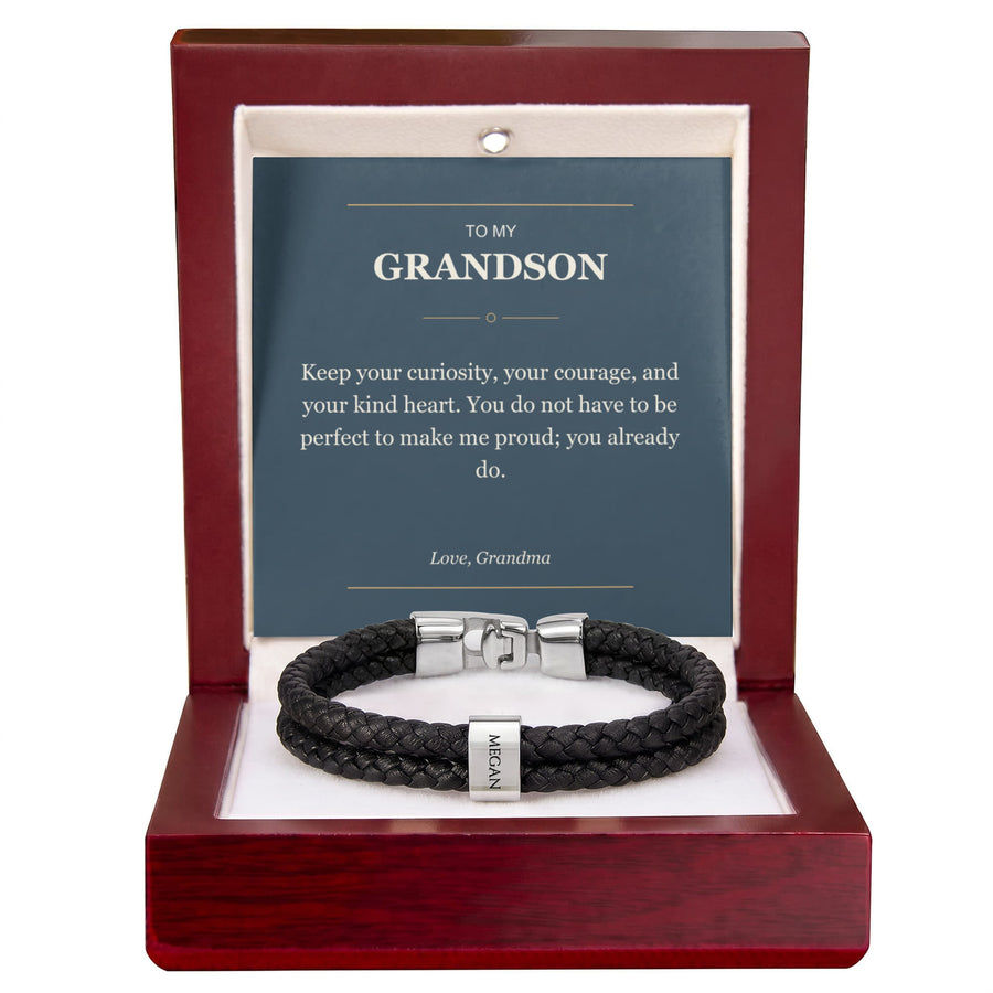 To My Grandson, You Already Make Me Proud - Personalized Name Bracelet