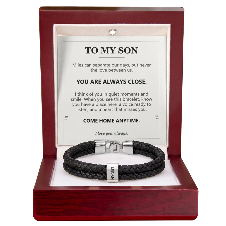To My Son, You Are Always Close - Personalized Name Bracelet