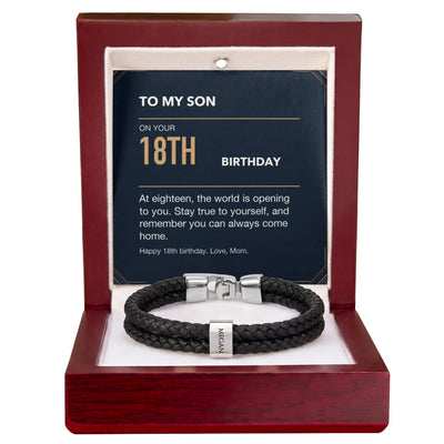 Load image into Gallery viewer, To My Son 18th Birthday Men&amp;#39;s Personalized Name Bracelet from Mom
