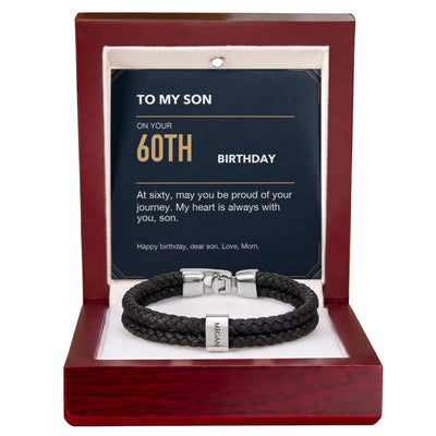 Load image into Gallery viewer, To My Son 60th Birthday Men&amp;#39;s Personalized Name Bracelet from Mom
