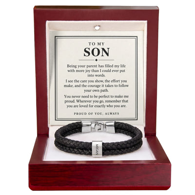 Load image into Gallery viewer, To My Son Personalized Name Bracelet - Proud of You Always
