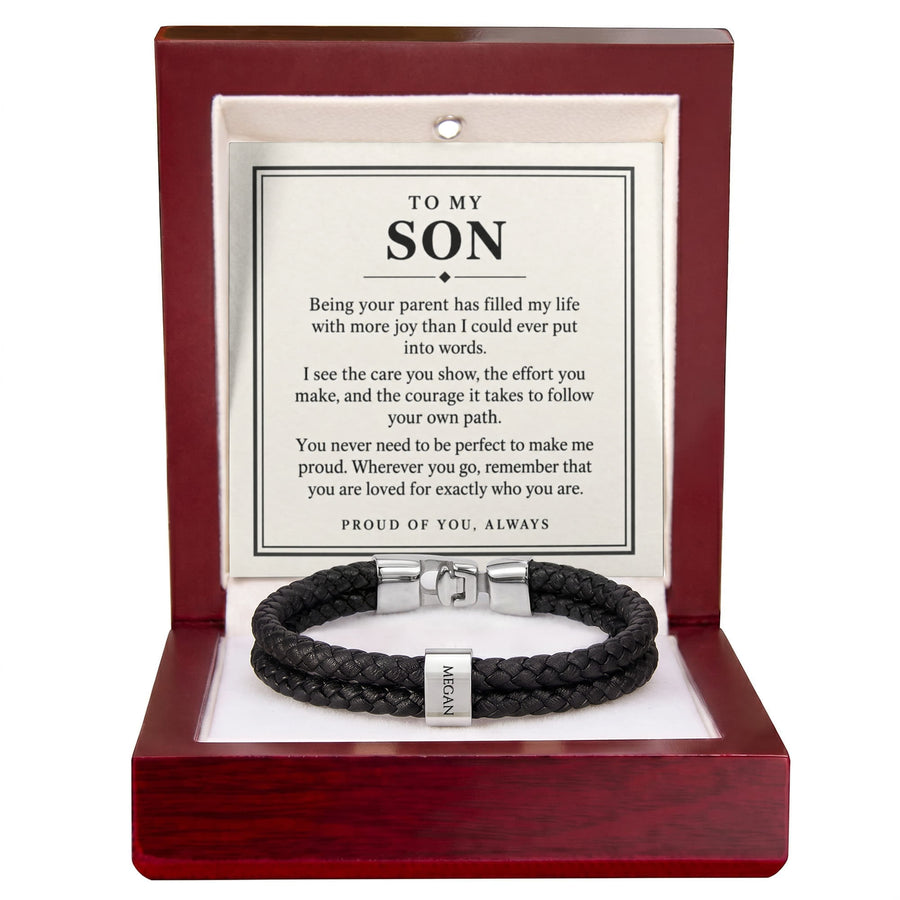 To My Son Personalized Name Bracelet - Proud of You Always