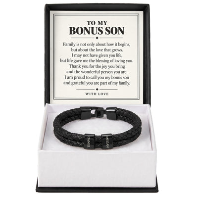 Load image into Gallery viewer, To My Bonus Son Personalized Name Bracelet - The Blessing of Loving You
