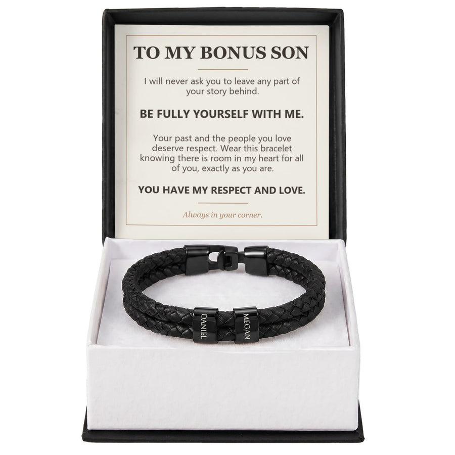 To My Bonus Son, Be Fully Yourself with Me - Personalized Name Bracelet
