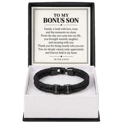 Load image into Gallery viewer, To My Bonus Son Personalized Name Bracelet - Forever Held in My Heart
