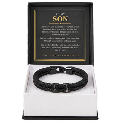 Load image into Gallery viewer, To My Son Personalized Name Bracelet - Loved Through Every Season
