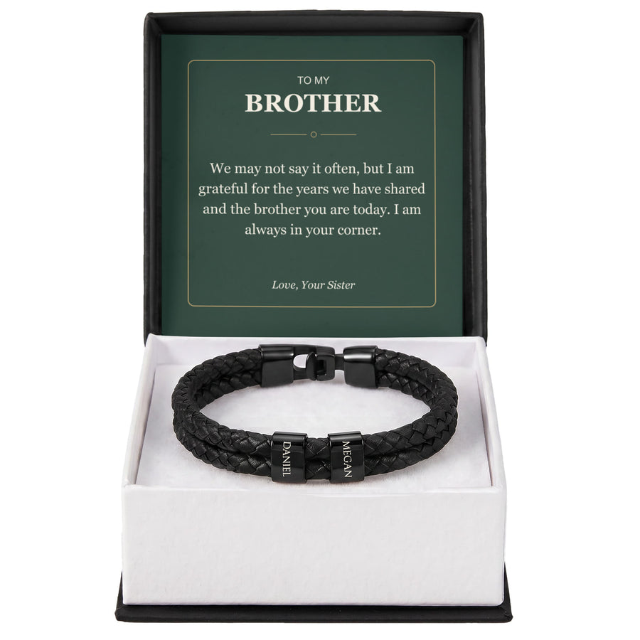 To My Brother, Always in Your Corner - Personalized Name Bracelet