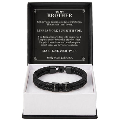 Load image into Gallery viewer, To My Brother, Life Is More Fun with You - Personalized Name Bracelet
