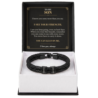 Load image into Gallery viewer, To My Son, I See Your Strength - Personalized Name Bracelet

