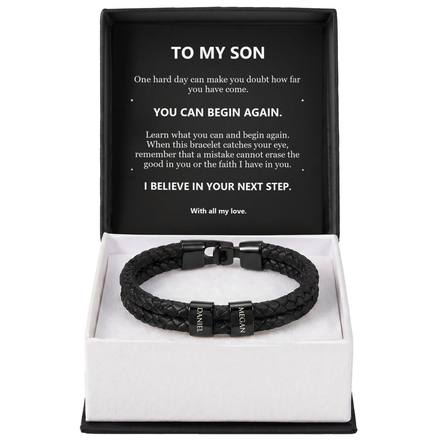 To My Son, You Can Begin Again - Personalized Name Bracelet