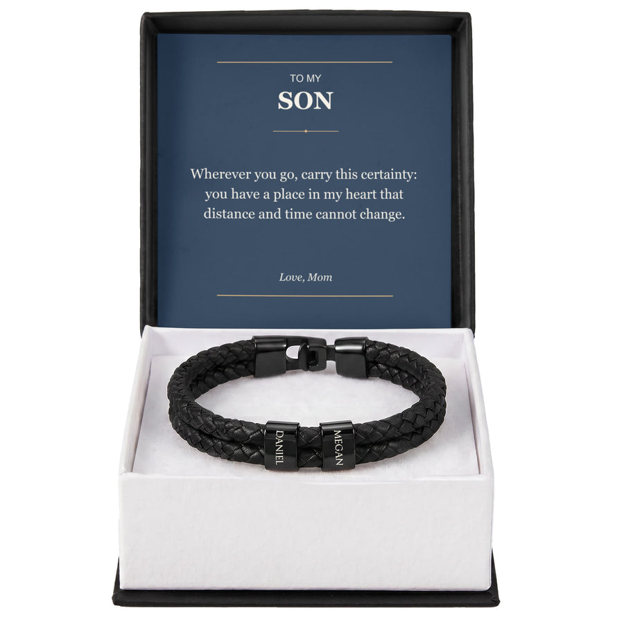 To My Son, Always in My Heart - Personalized Name Bracelet