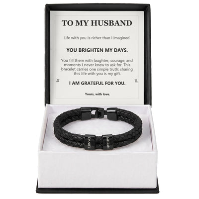 Load image into Gallery viewer, To My Husband, You Brighten My Days - Personalized Name Bracelet
