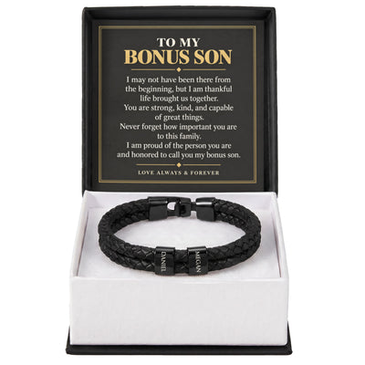 Load image into Gallery viewer, To My Bonus Son Personalized Name Bracelet - Proud to Call You Family
