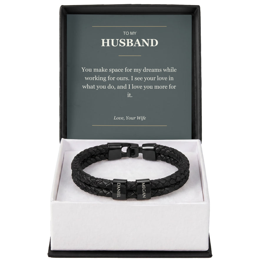 To My Husband, The Dreams We Share - Personalized Name Bracelet