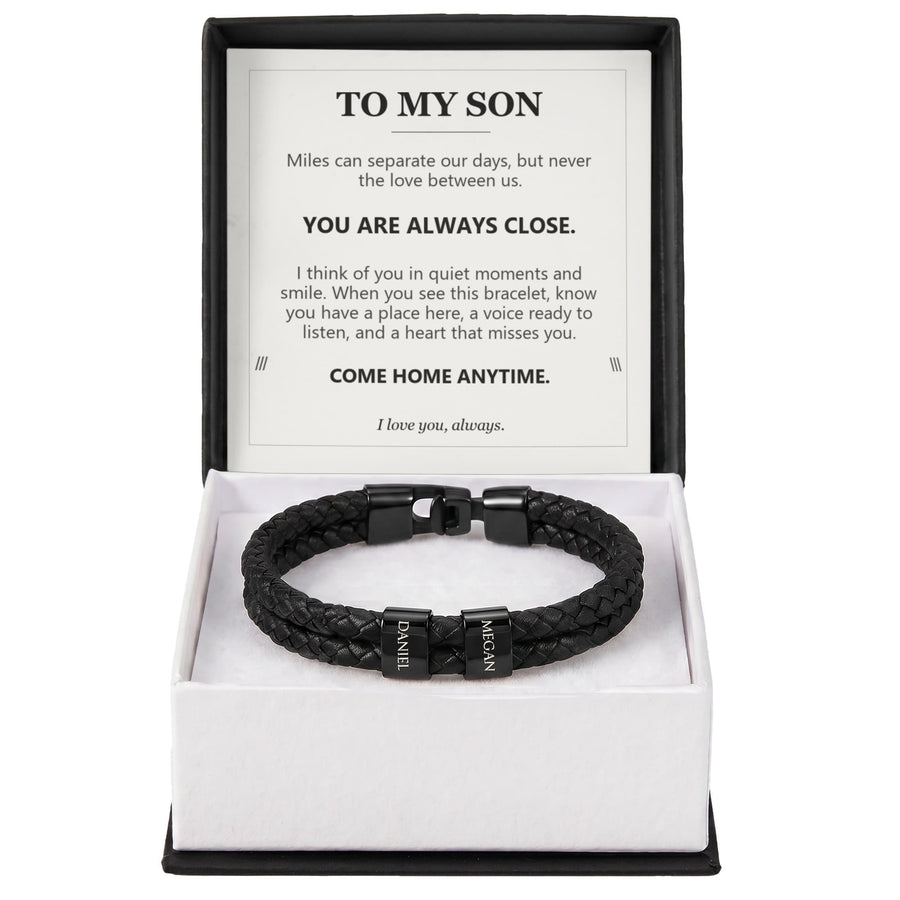 To My Son, You Are Always Close - Personalized Name Bracelet