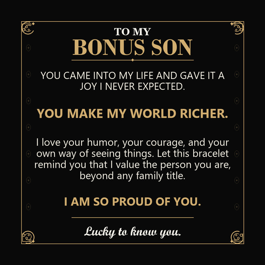 To My Bonus Son, You Make My World Richer - Personalized Name Bracelet