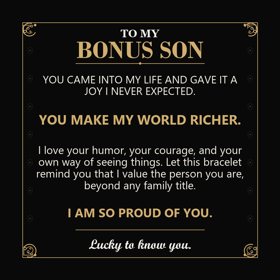 To My Bonus Son, You Make My World Richer - Personalized Name Bracelet