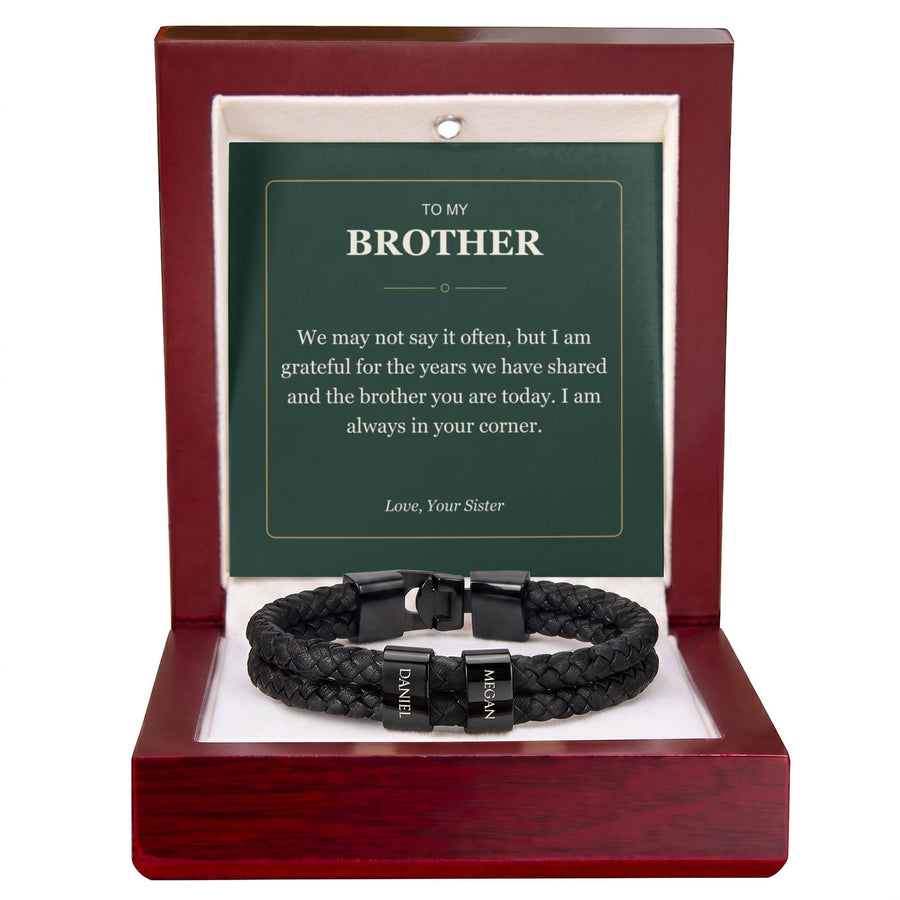 To My Brother, Always in Your Corner - Personalized Name Bracelet