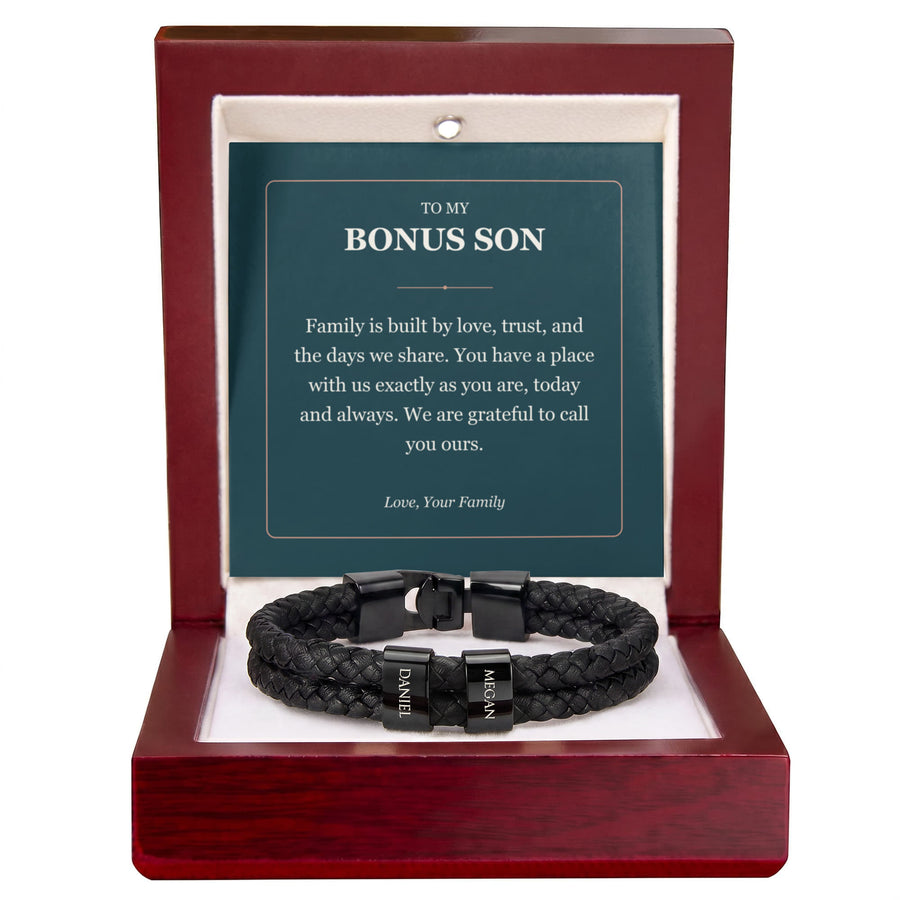 To My Bonus Son, You Belong With Us - Personalized Name Bracelet