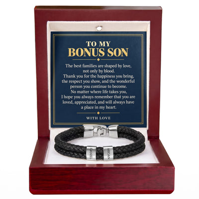 Load image into Gallery viewer, To My Bonus Son Personalized Name Bracelet - Shaped by Love, Not Only Blood
