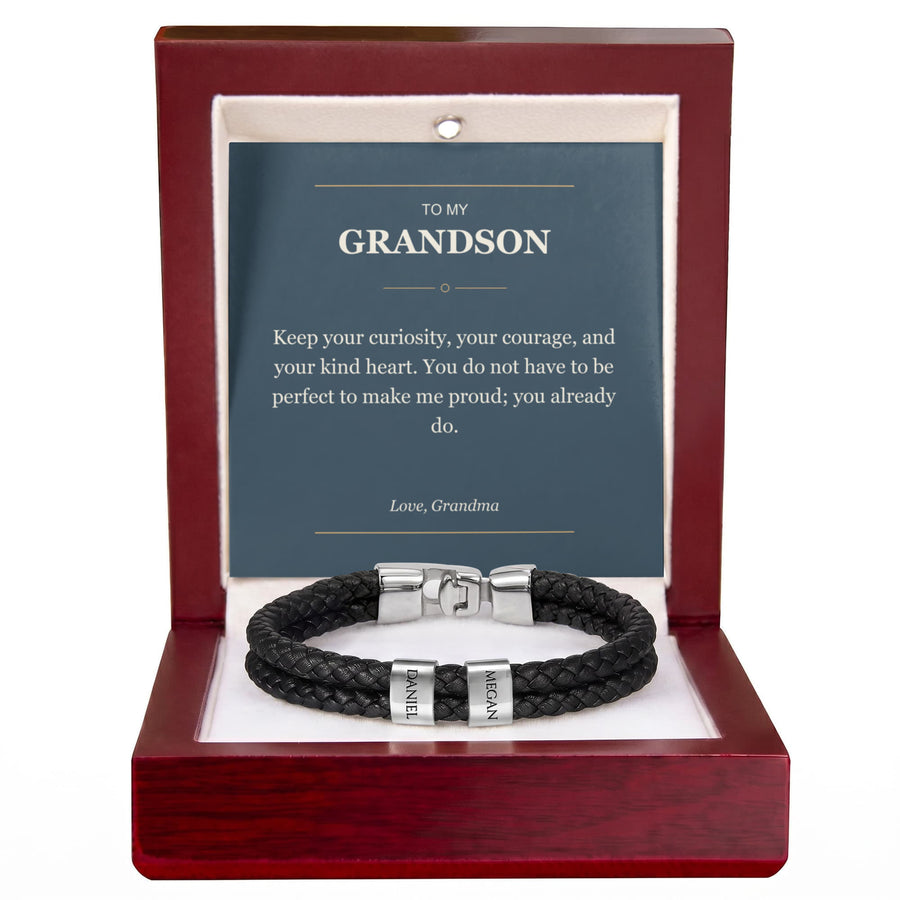 To My Grandson, You Already Make Me Proud - Personalized Name Bracelet