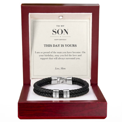 Load image into Gallery viewer, To My Son Birthday Personalized Name Bracelet - This Day Is Yours
