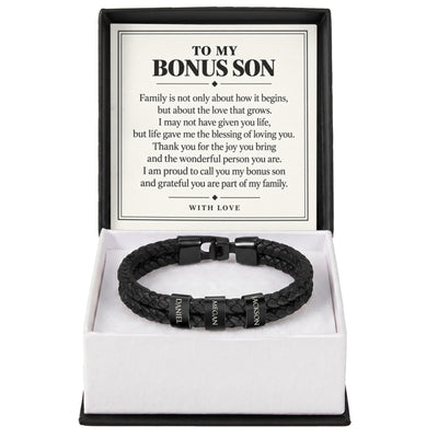 Load image into Gallery viewer, To My Bonus Son Personalized Name Bracelet - The Blessing of Loving You
