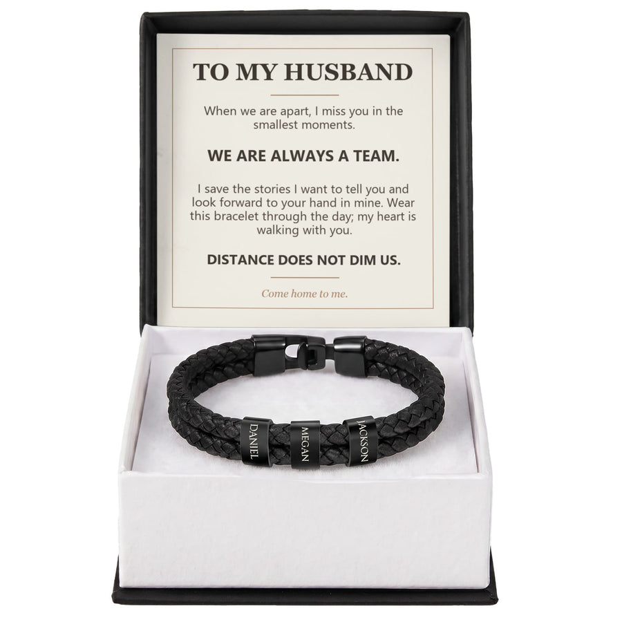 To My Husband, We Are Always a Team - Personalized Name Bracelet