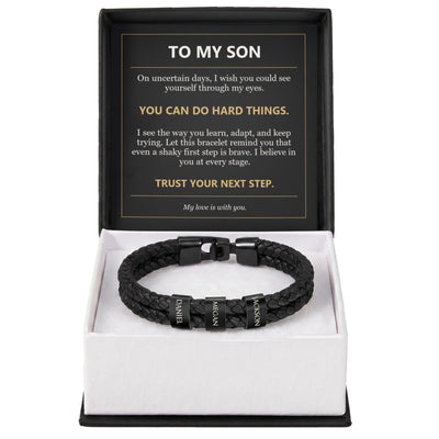 Load image into Gallery viewer, To My Son, You Can Do Hard Things - Personalized Name Bracelet
