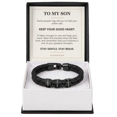 Load image into Gallery viewer, To My Son, Keep Your Good Heart - Personalized Name Bracelet
