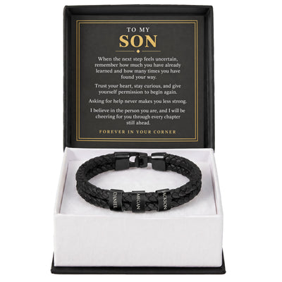 Load image into Gallery viewer, To My Son Personalized Name Bracelet - Forever in Your Corner

