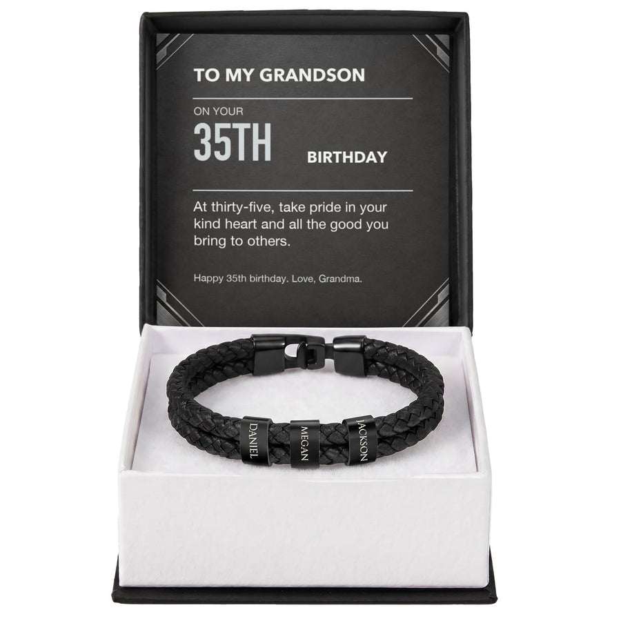 To My Grandson 35th Birthday Men's Personalized Name Bracelet from Grandma