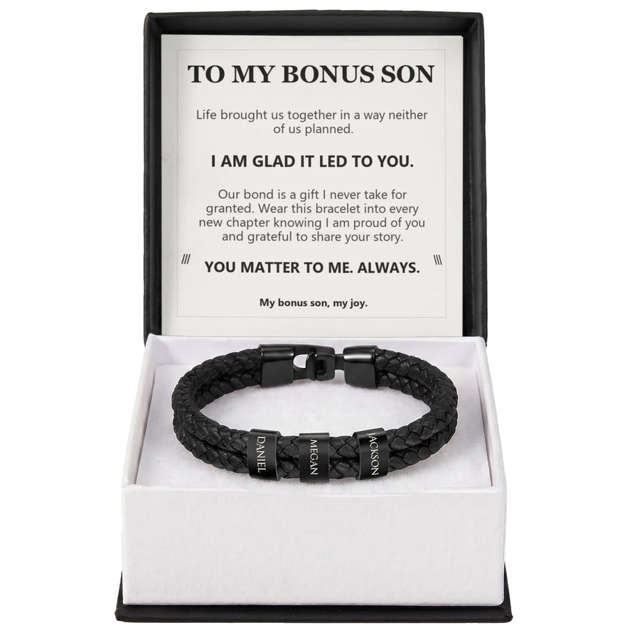 To My Bonus Son, I Am Glad It Led to You - Personalized Name Bracelet