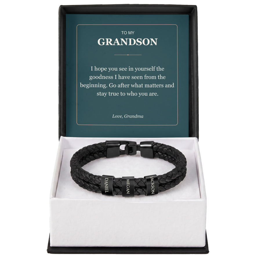 To My Grandson, Stay True to Yourself - Personalized Name Bracelet