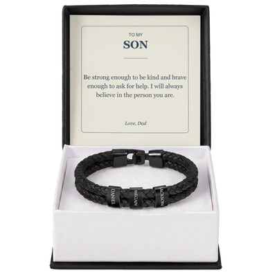 Load image into Gallery viewer, To My Son, Strong Enough to Be Kind - Personalized Name Bracelet
