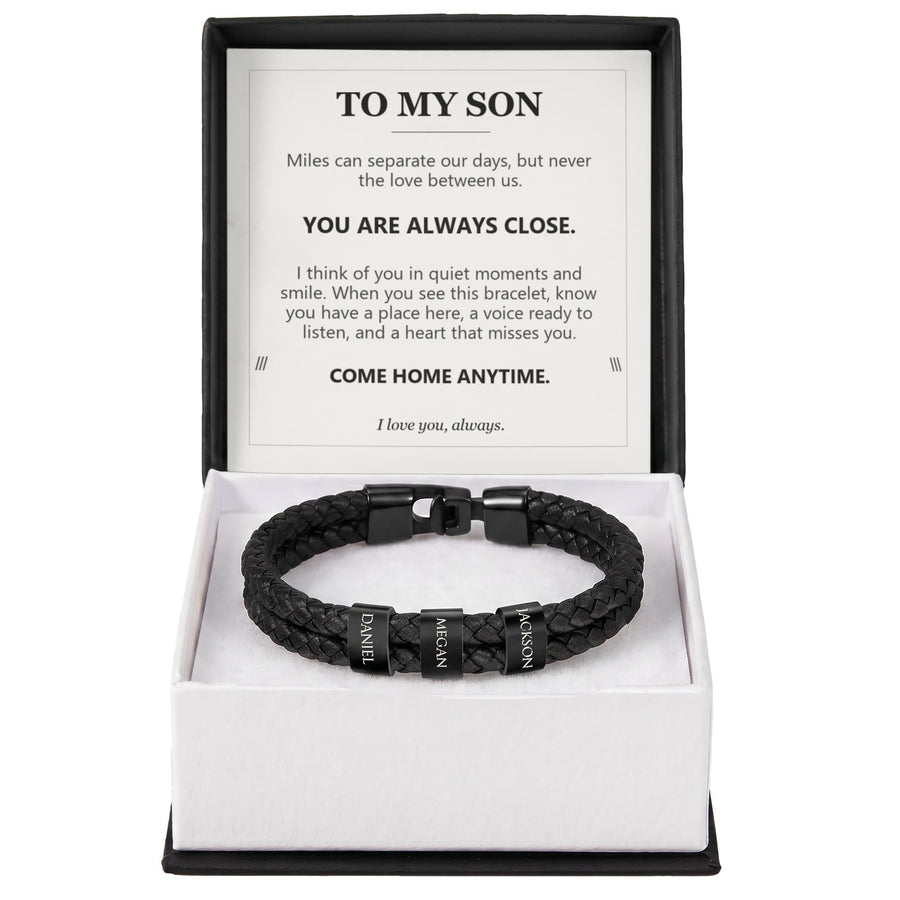 To My Son, You Are Always Close - Personalized Name Bracelet