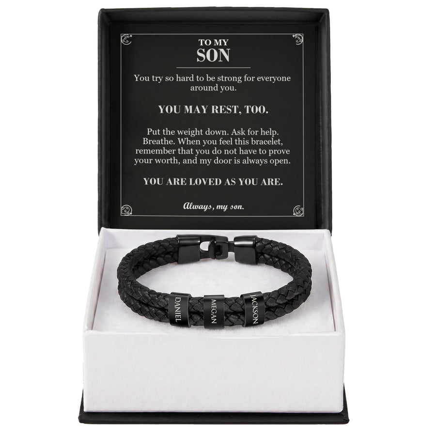 To My Son, You May Rest Too - Personalized Name Bracelet