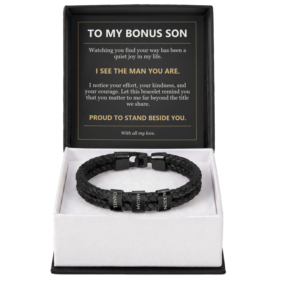 To My Bonus Son, I See the Man You Are - Personalized Name Bracelet