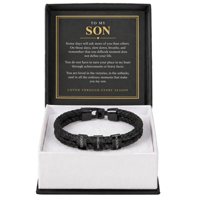 Load image into Gallery viewer, To My Son Personalized Name Bracelet - Loved Through Every Season
