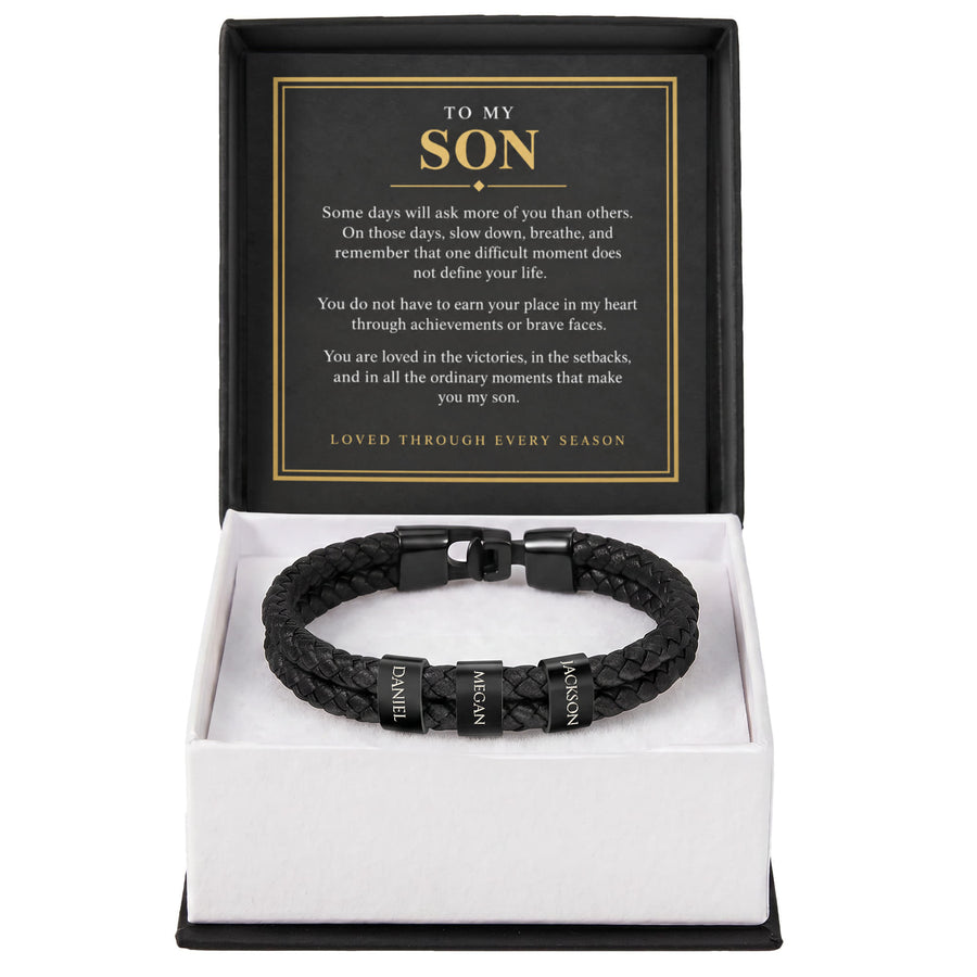 To My Son Personalized Name Bracelet - Loved Through Every Season
